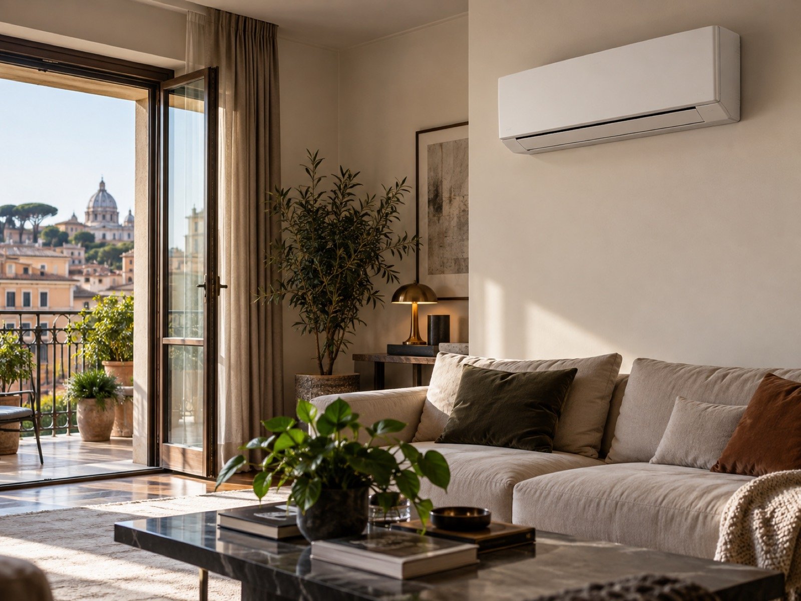 Climatizzatore a parete installato in un soggiorno a Roma